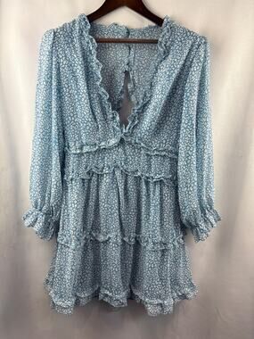 Women’s Bella’s Wardrobe Large Blue Animal Print Mini Dress